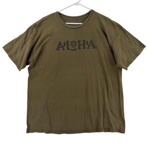 Hi Life Shirt Mens 2XL Green Aloha Floral Hawaii Graphic Tee T-Shirt Tagless